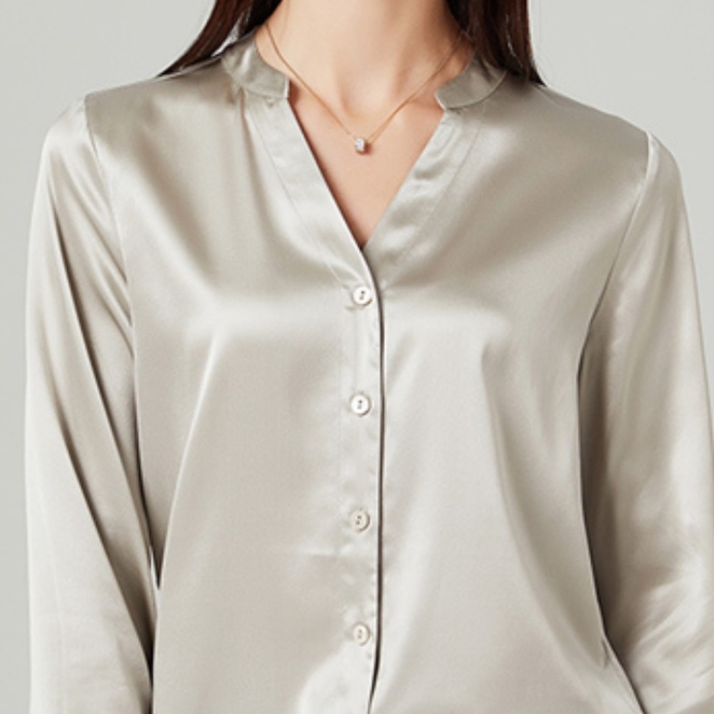 EILEEN FISHER V Neck Silk Blouse Shirt For Women